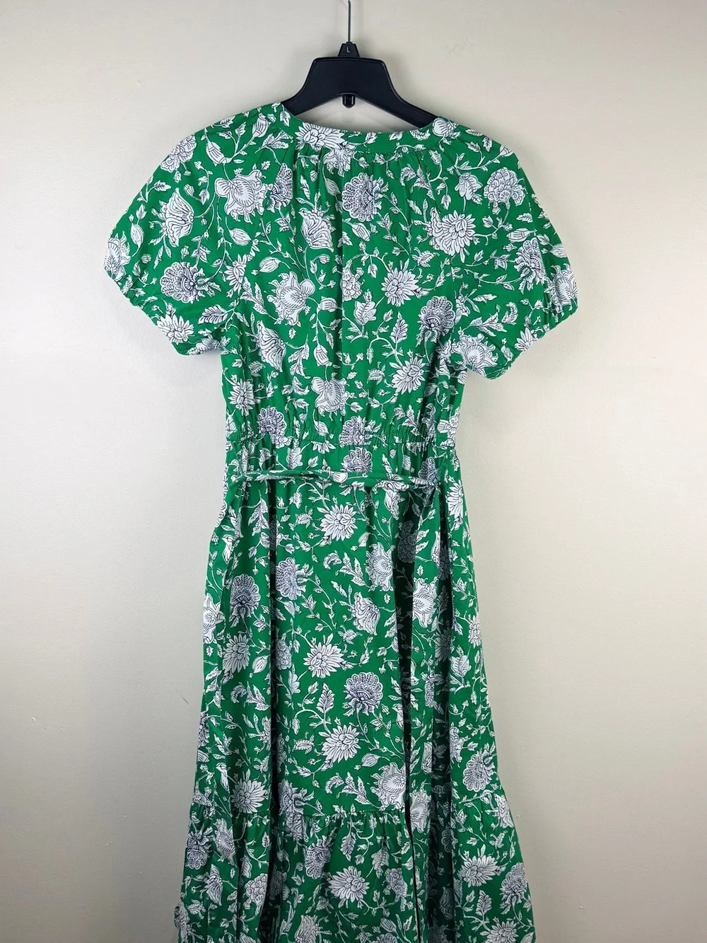 J. Crew Green and White Floral Tie-Neck dress size 4 - Picture 3 of 3
